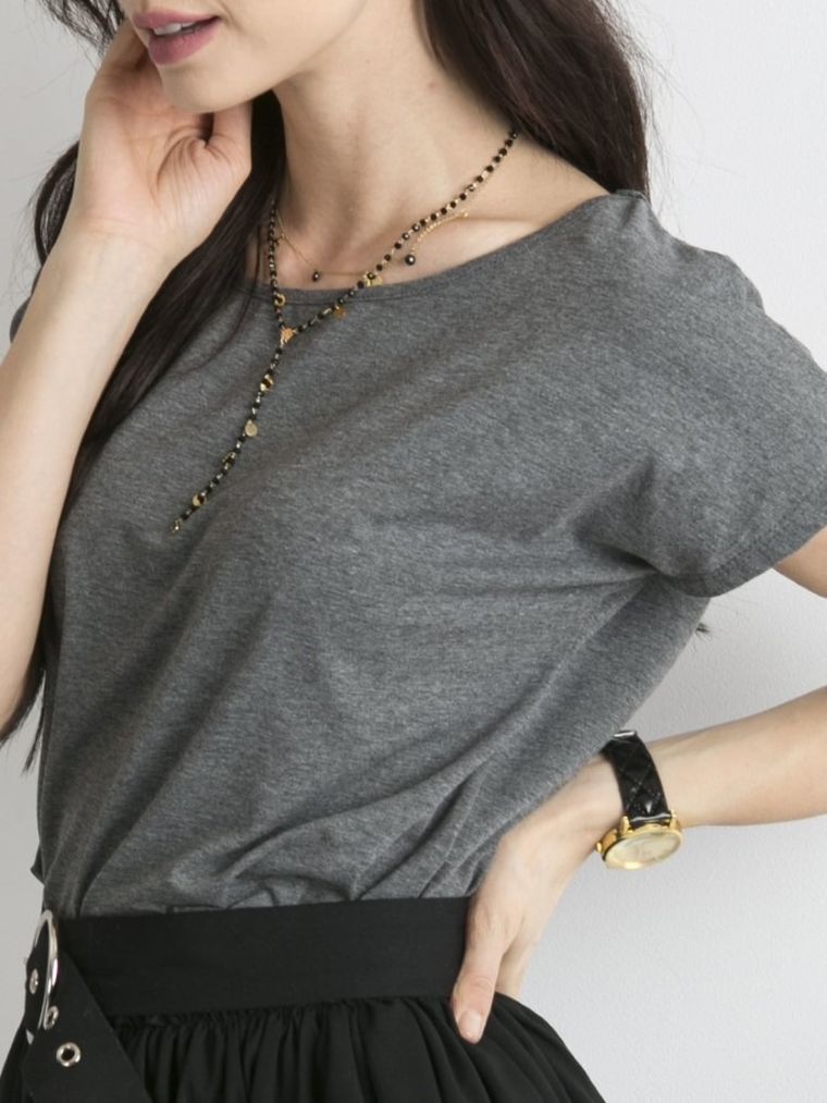 T-shirt damski, szary, Basic Feel Good