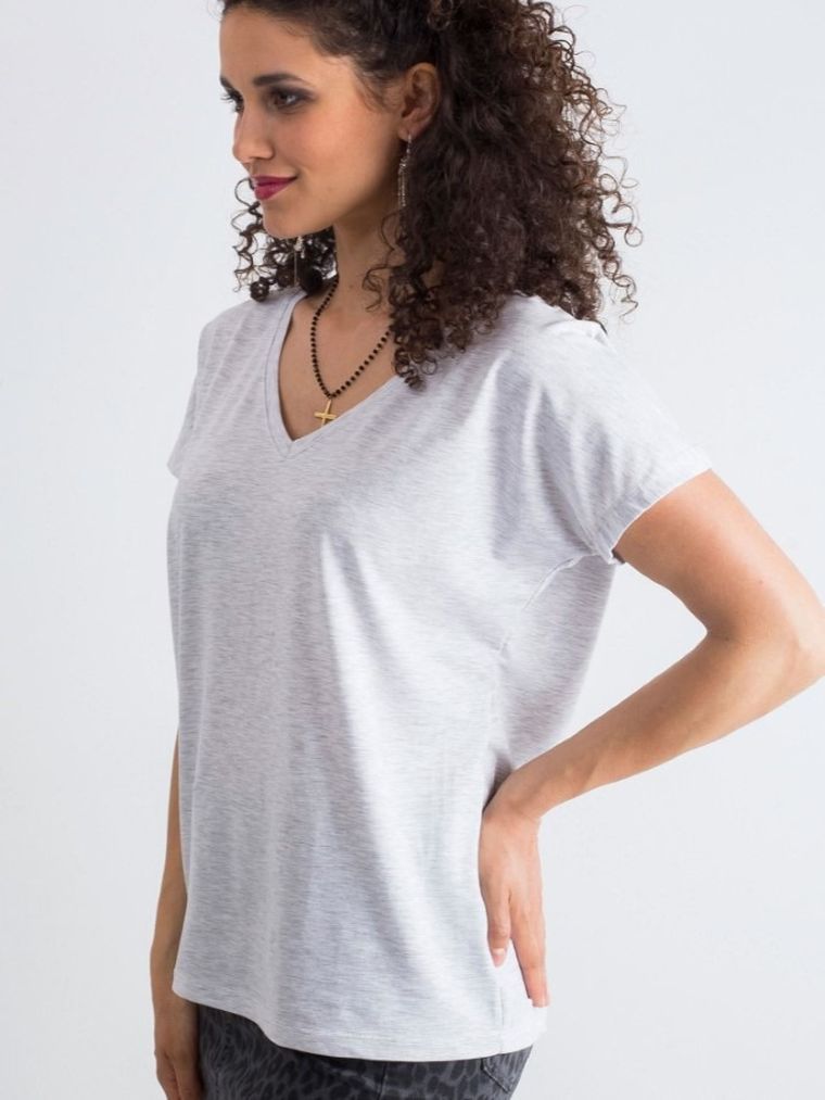 T-shirt damski, szary, Basic Feel Good
