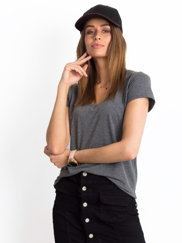 T-shirt damski, szary, Basic Feel Good