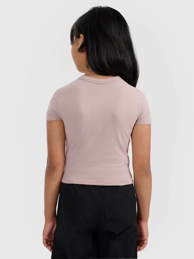 T-shirt dziewczęcy, beżowy, 4F