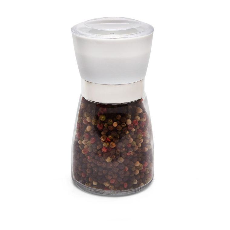 Tadar, szklany młynek ręczny do soli i pieprzu, biały, 170 ml