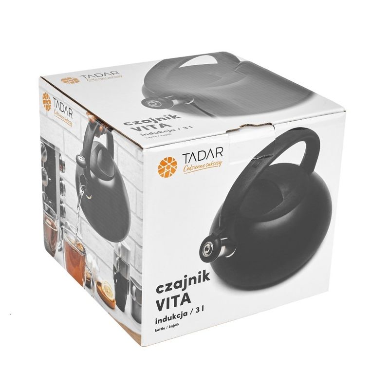 Tadar, Vita, czajnik nierdzewny, czarny, 3 l