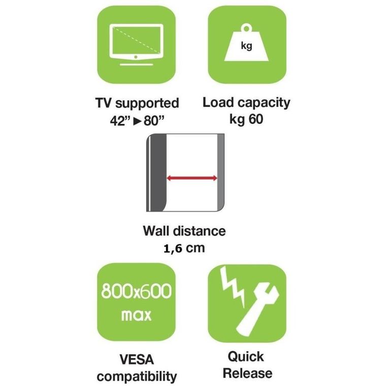 Techly, uchwyt ścienny TV LED/LCD, 42-80"