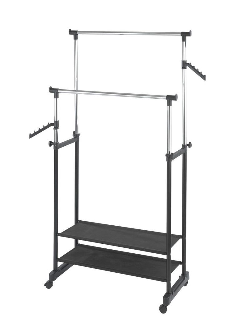 Teleskopowy wieszak na ubrania, szafa na kółkach