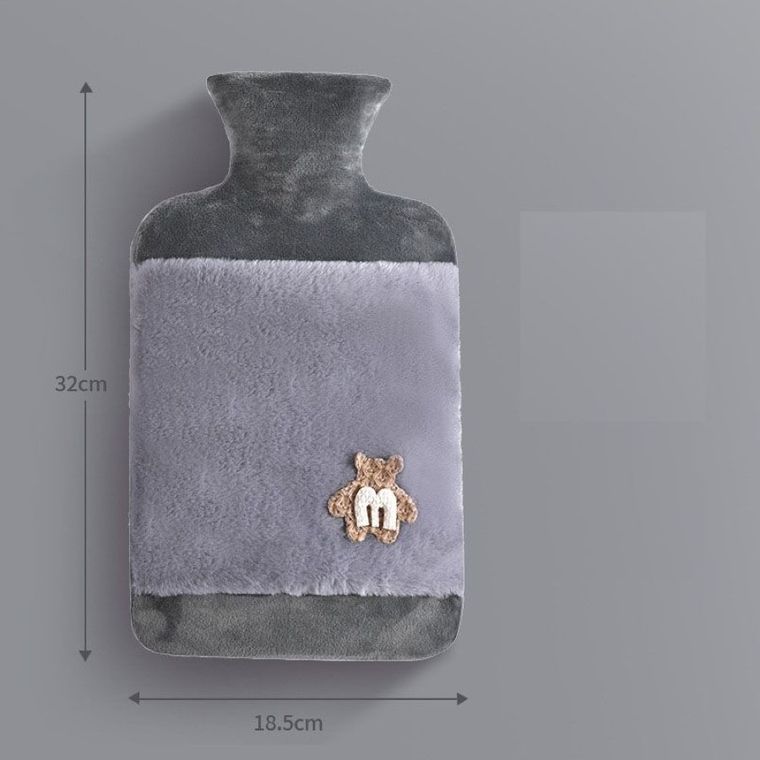 Termofor w pluszowym sweterku, miś, ciemnoszary, 2l