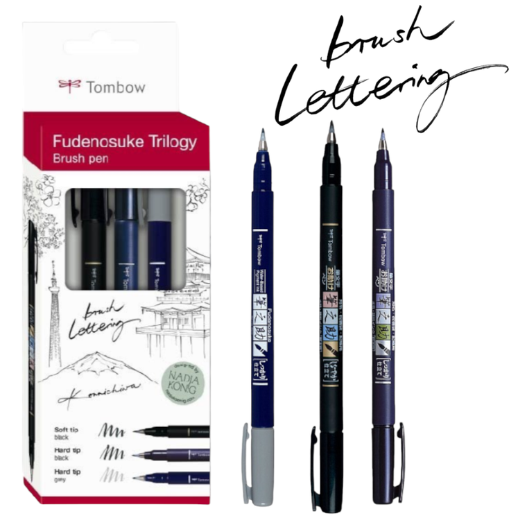 Tombow, Fudenosuke Trilogy, flamastr pędzelkowy, 3 szt.
