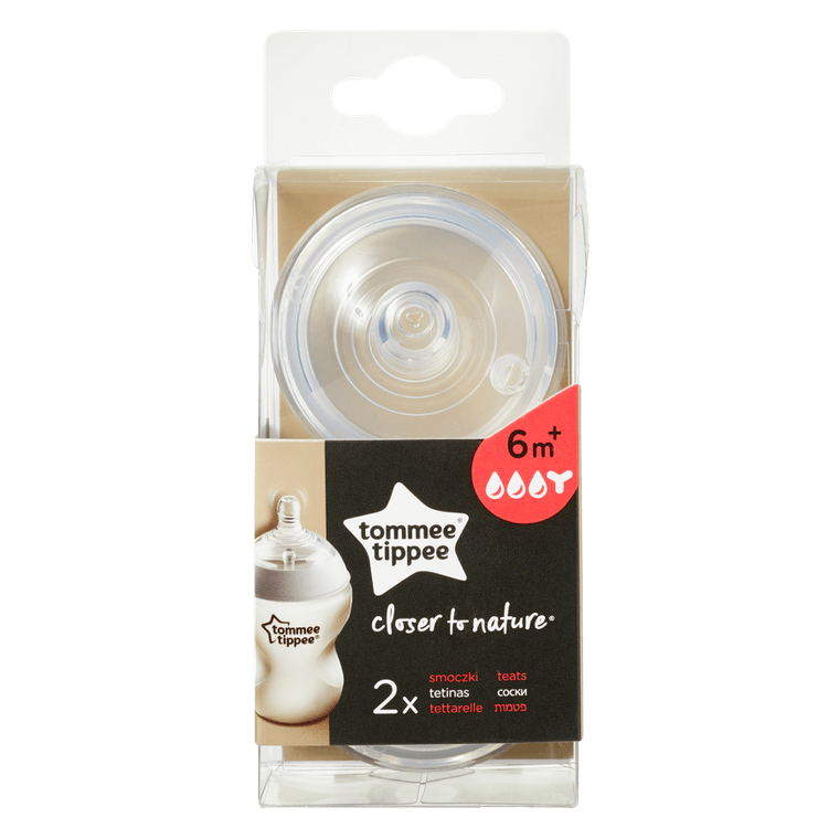 Tommee Tippee, silikonowy smoczek na butelkę, 6m+, 2 szt.