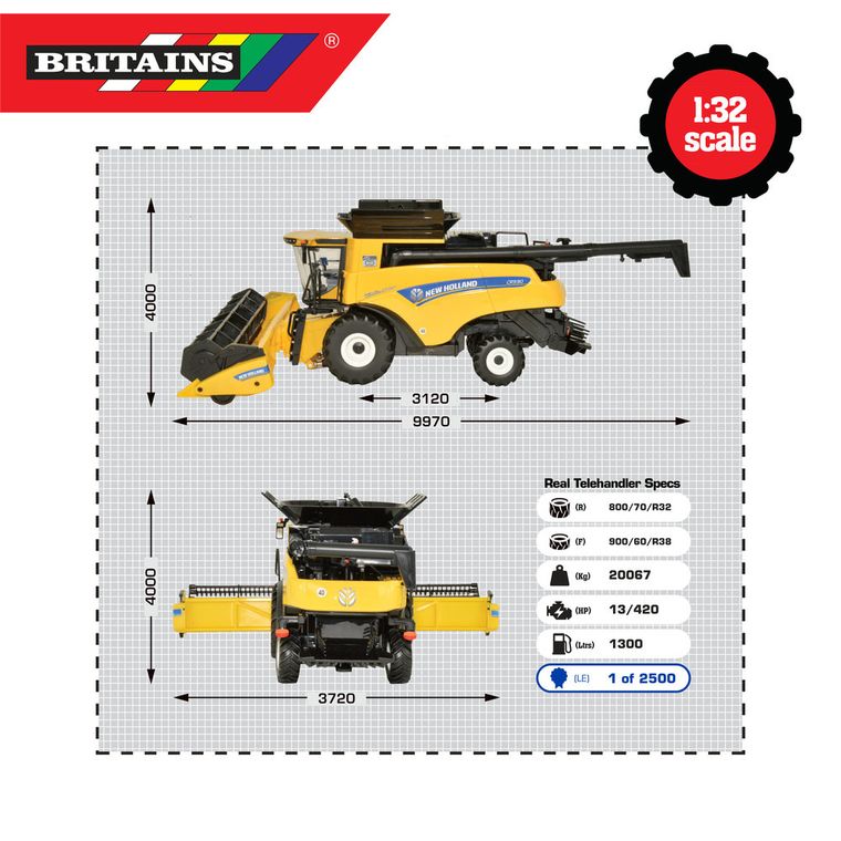 Moissonneuse-batteuse Britains New Holland CR9.90, échelle 1/32, Neuve