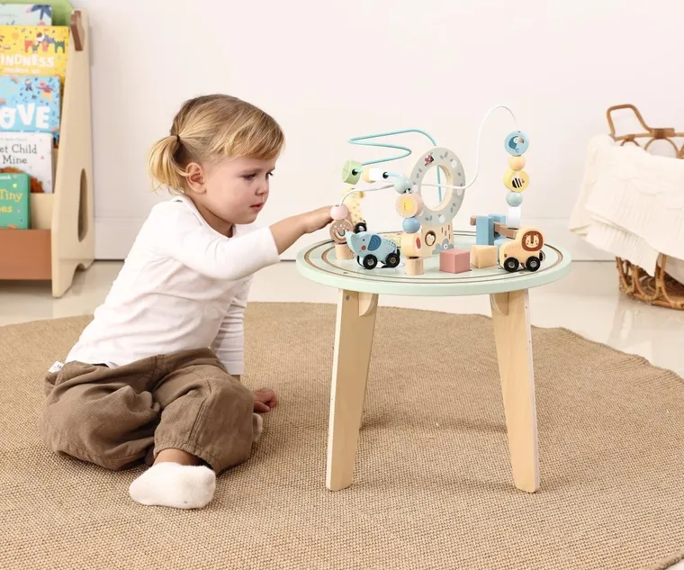 Tooky Toy, drewniany stolik edukacyjny, zoo