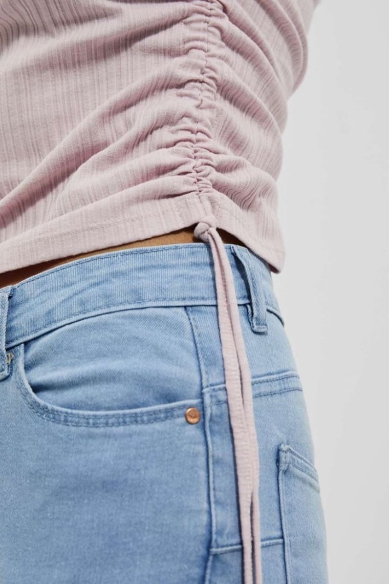 Top damski, prążkowany, jasnofioletowy, Moodo