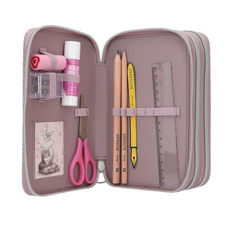 Top Model, Blooming Kitty, piórnik rozkładany, potrójny, z wyposażeniem, różowy