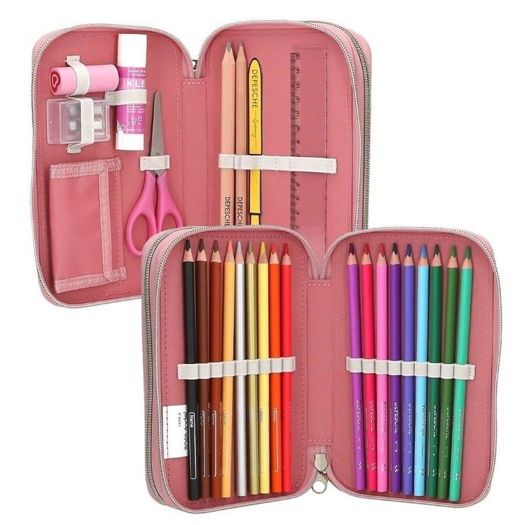 Top Model, piórnik rozkładany, podwójny, z wyposażeniem