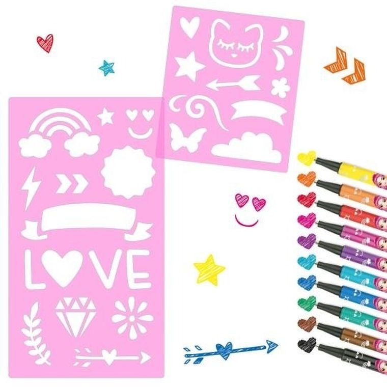 Top Model, zestaw cienkopisów z szablonami, 10 kolorów