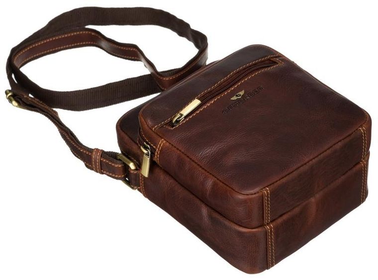 Torba listonoszka, brązowa, skórzana, Peterson
