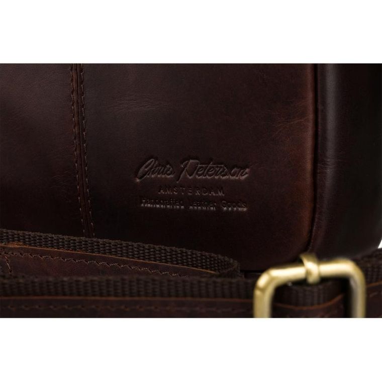 Torba listonoszka, brązowa, skórzana, Peterson