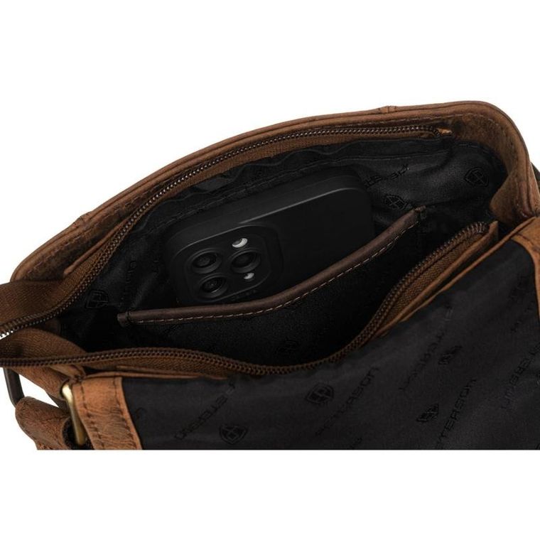 Torba listonoszka, brązowa, skórzana, Peterson