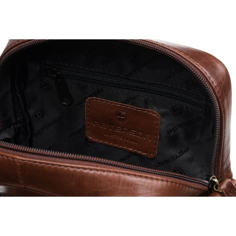 Torba listonoszka, brązowa, skórzana, Peterson