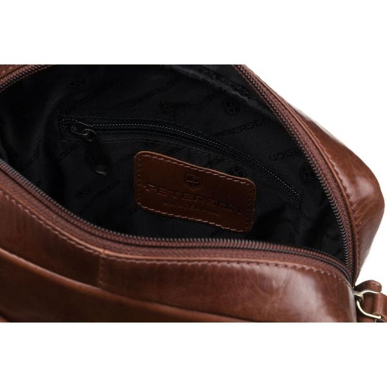 Torba listonoszka, brązowa, skórzana, Peterson