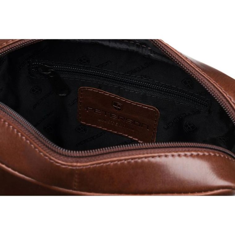 Torba listonoszka, brązowa, skórzana, Peterson