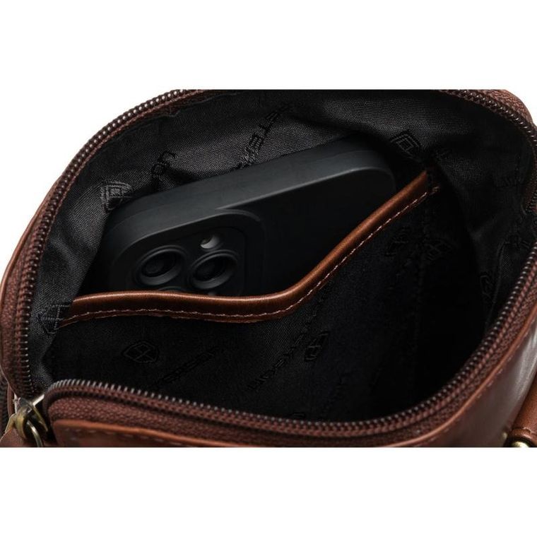 Torba listonoszka, brązowa, skórzana, Peterson