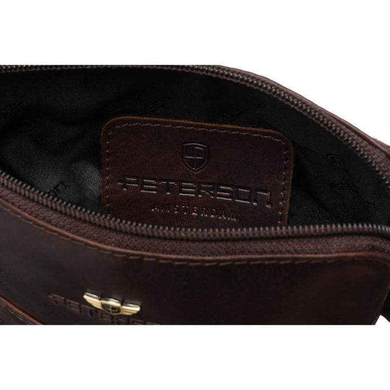 Torba listonoszka, brązowa, skórzana, Peterson