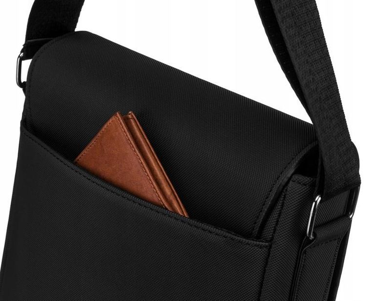 Torba listonoszka, czarna, materiałowa, Rovicky