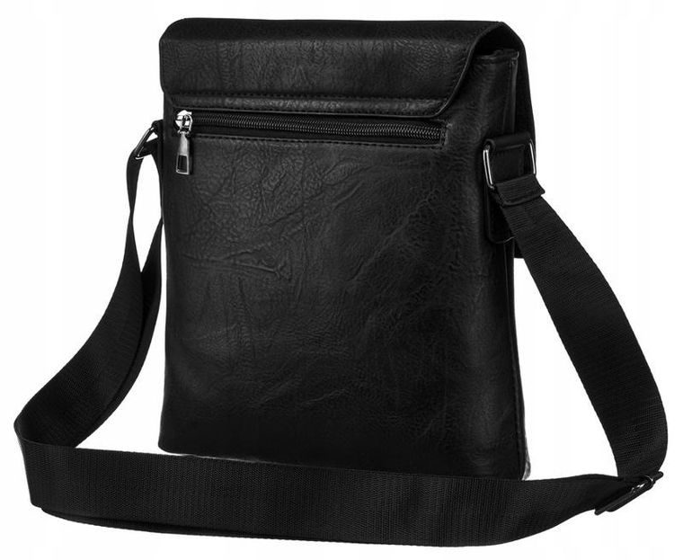 Torba listonoszka, czarna, skóra ekologiczna, Rovicky
