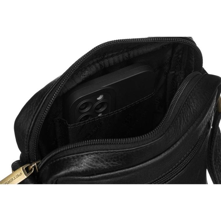 Torba listonoszka, czarna, skórzana, Petereson