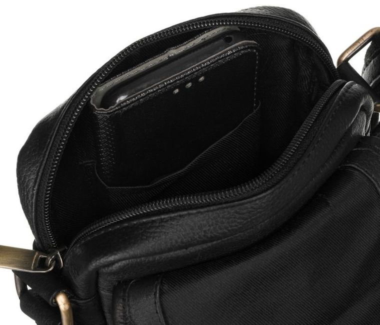 Torba listonoszka, czarna, skórzana, Peterson