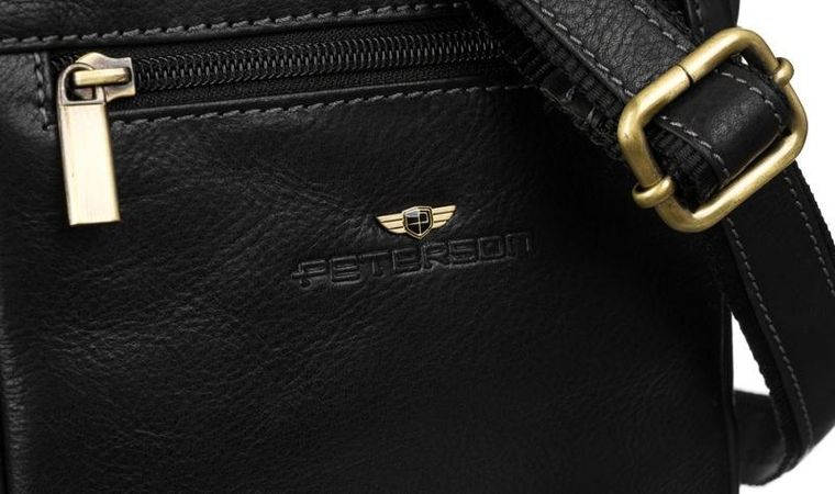 Torba listonoszka, czarna, skórzana, Peterson