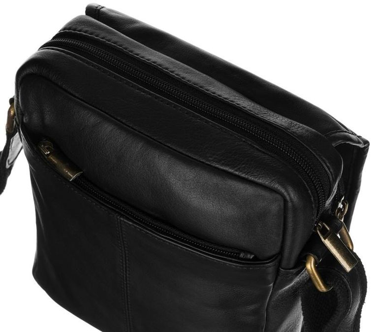 Torba listonoszka, czarna, skórzana, Peterson