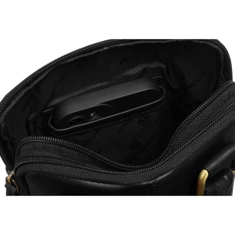 Torba listonoszka, czarna, skórzana, Peterson