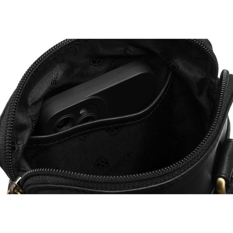 Torba listonoszka, czarna, skórzana, Peterson