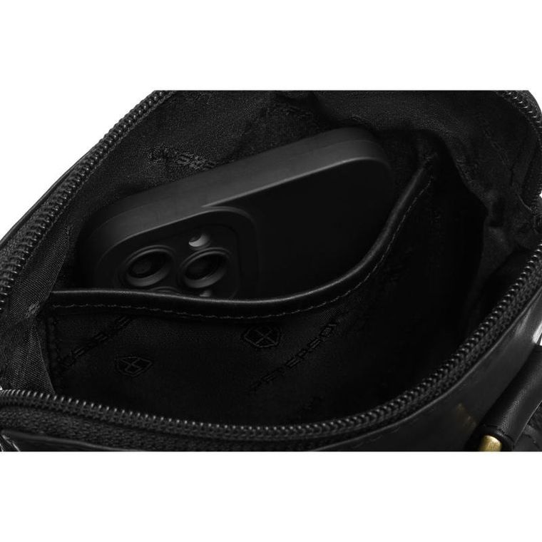 Torba listonoszka, czarna, skórzana, Peterson