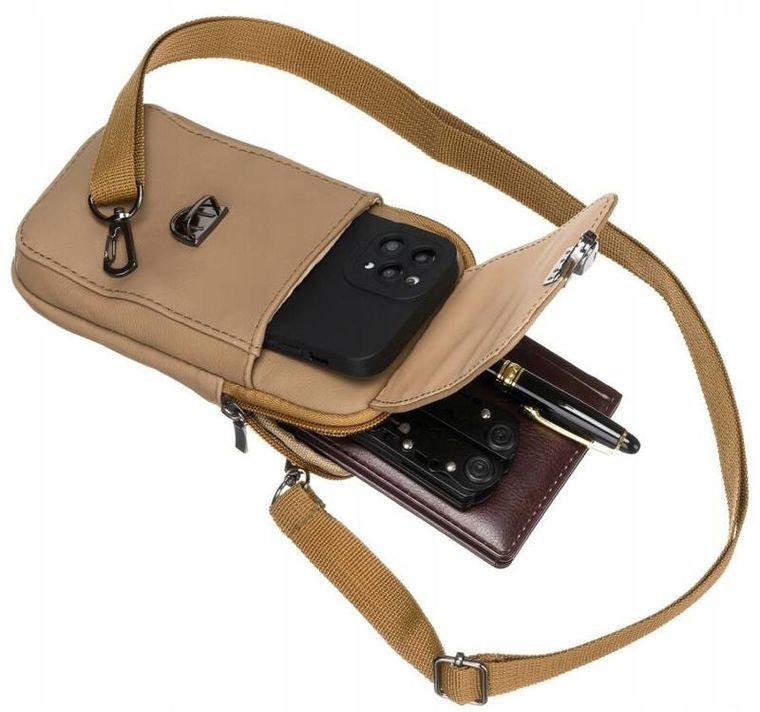 Torebka, beżowa, skórzana, Rovicky