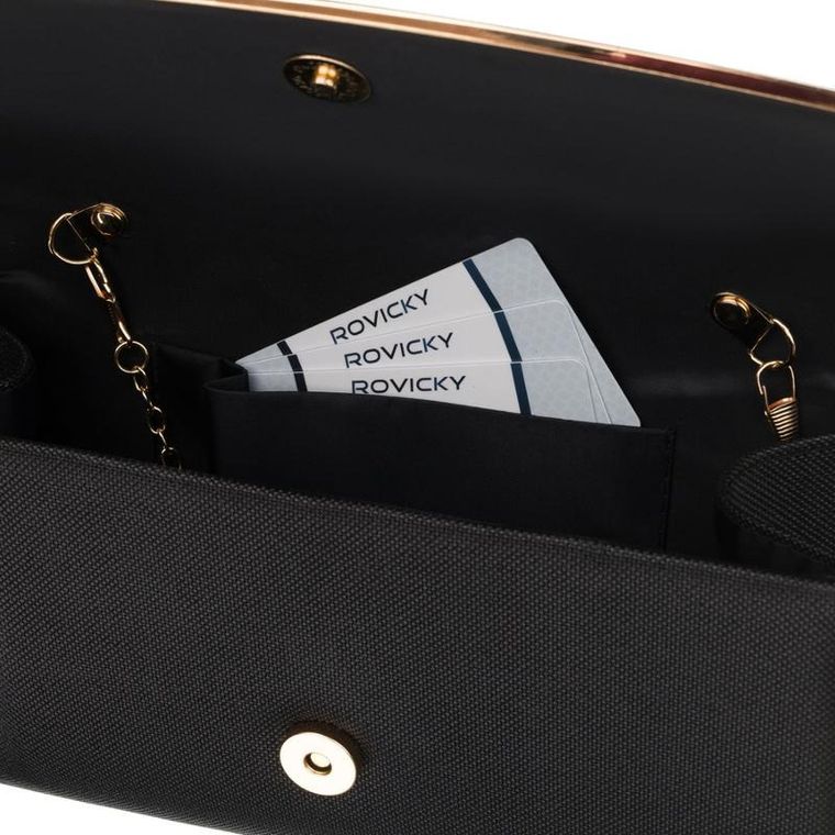 Torebka kopertówka, czarna, Rovicky
