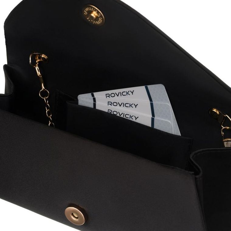 Torebka kopertówka, czarna, Rovicky