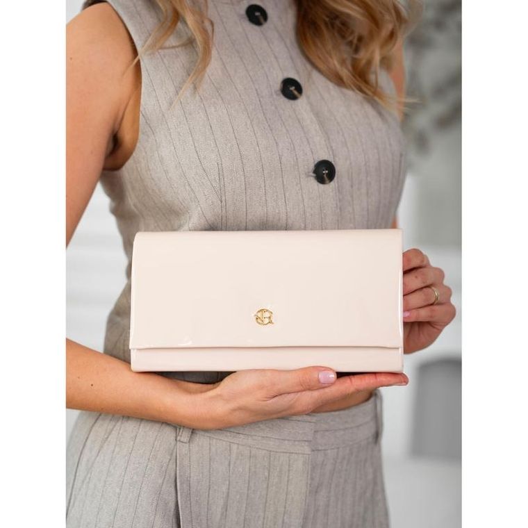 Torebka kopertówka, różowa, skóra ekologiczna, Rovicky