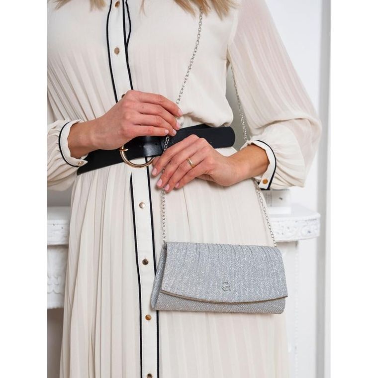 Torebka kopertówka, srebrna, Rovicky