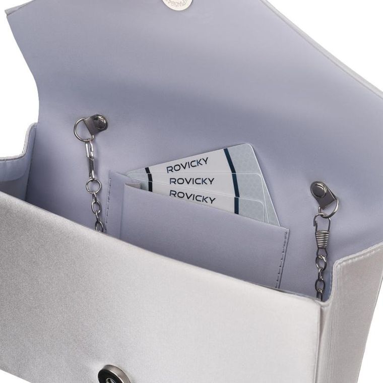 Torebka kopertówka, srebrna, Rovicky