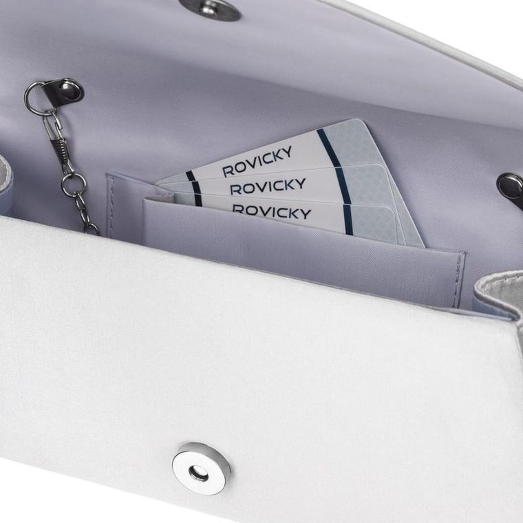 Torebka kopertówka, srebrna, Rovicky