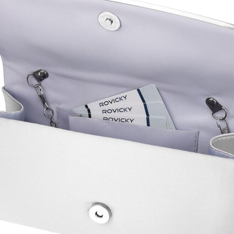 Torebka kopertówka, srebrna, Rovicky