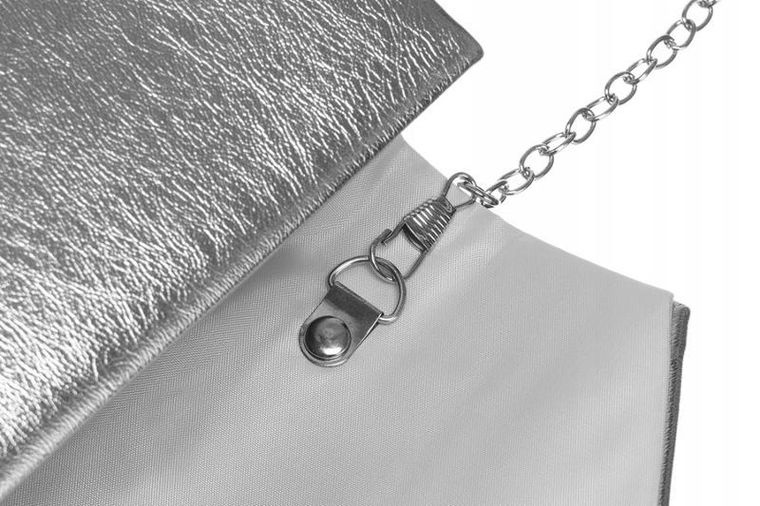 Torebka kopertówka, srebrna, skóra ekologiczna, Rovicky