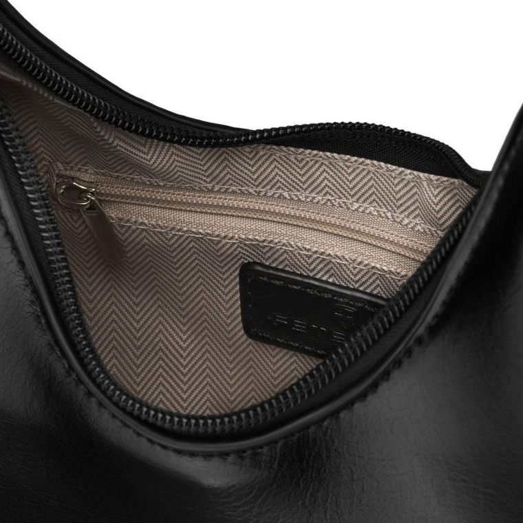 Torebka listonoszka, bagietka, czarna, skóra ekologiczna, Peterson