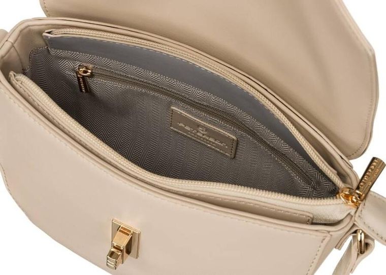 Torebka listonoszka, beżowa, skóra ekologiczna, Peterson