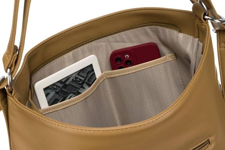 Torebka listonoszka, beżowa, skóra ekologiczna, Rovicky