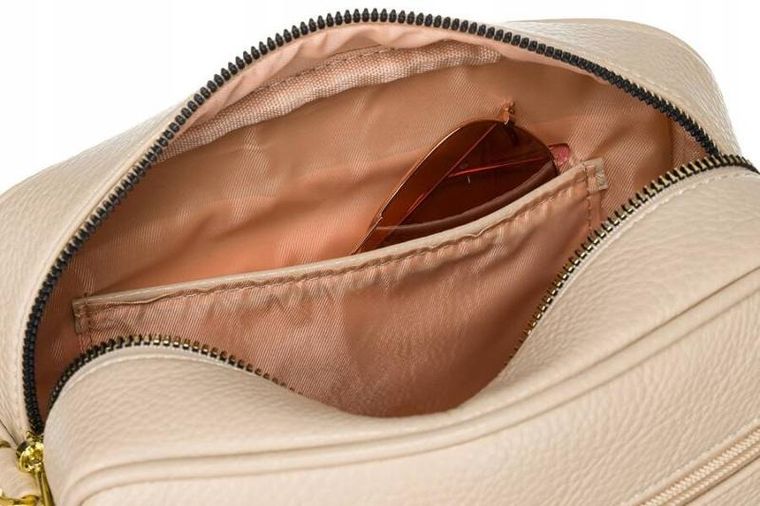 Torebka listonoszka, beżowa, skóra ekologiczna, Rovicky