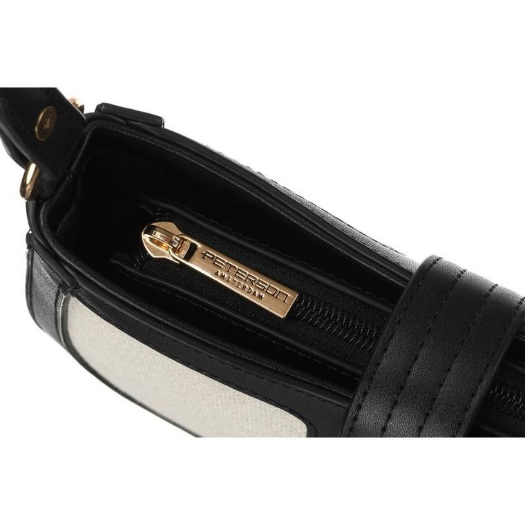 Torebka listonoszka, beżowa, skórzana, Peterson