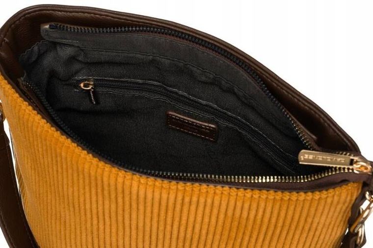 Torebka listonoszka, brązowa, skóra ekologiczna, David Jones