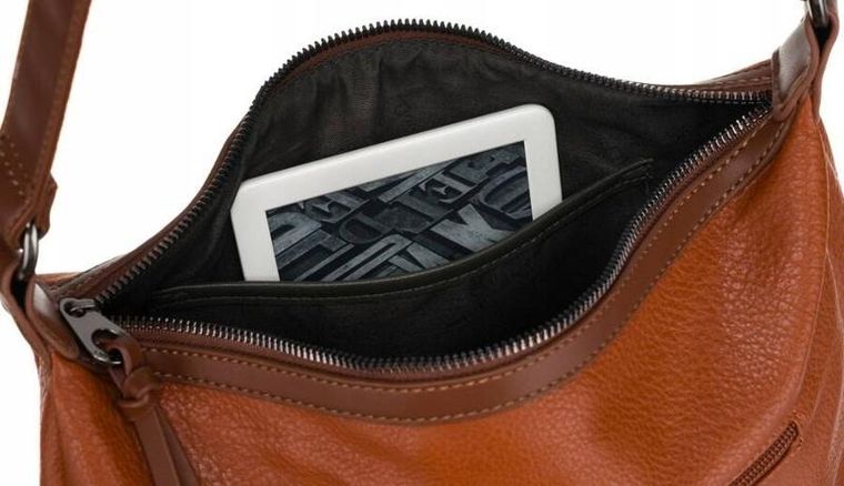 Torebka listonoszka, brązowa, skóra ekologiczna, David Jones